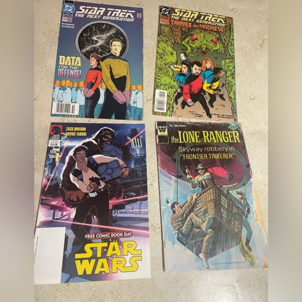Set of four comic books :Star Trek #55,60, Star Wars and The one Ranger